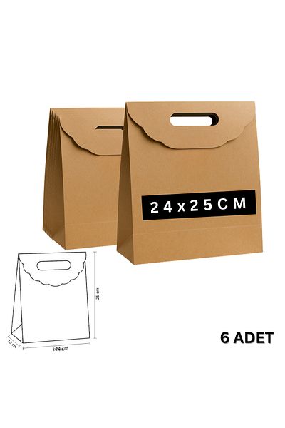 roco paper Τσάντα Kraft Handheld, Δώρο, Αγορές, Μπουτίκ, Τσάντα για πάρτι και συσκευασία, 24x25 cm, 6 τεμάχια