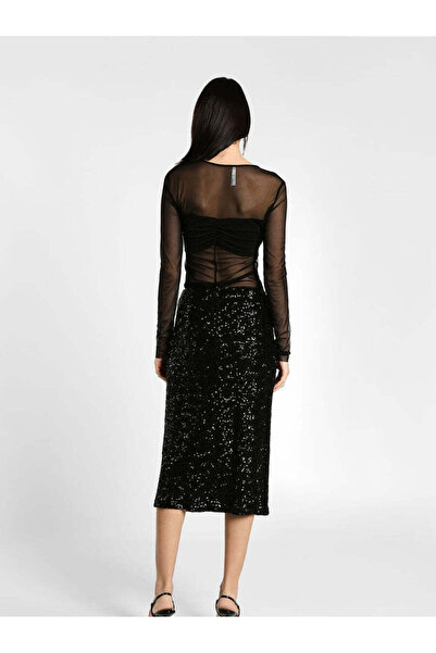 Imperial Fusta midi cu paiete negre