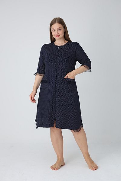 ROMEO LİFE Women's Plus Size Viscose Modal Fabric Patterned Zippered Dress 7971