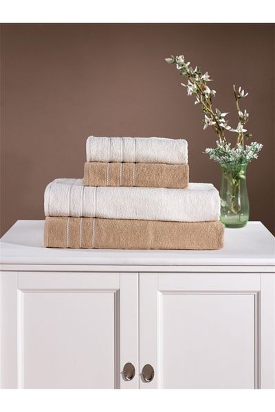 Elvira Home Collection Eh Комплект от 4 памучни кърпи за баня, комплект за баня, ежедневна кърпа за баня Dowry