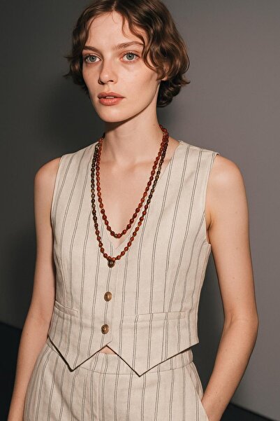 HAKKE Striped Vest Linen Suit