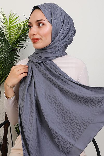 GİYZAMİLA Alvina Oval Pattern Shawl Dark Gray