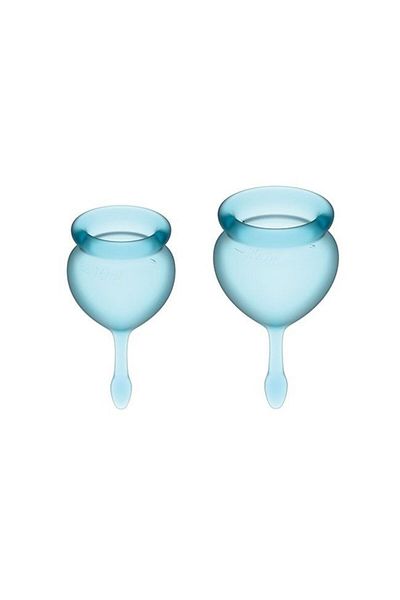 JustZEN Set 2 cupe menstruale, JustZEN™ Feel, silicon de calitate medicală, reutilizabile, albastre