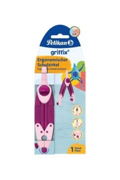 Pelikan School Compass Griffix, Color Pink, Material Metal/Plastic, Blister Pack