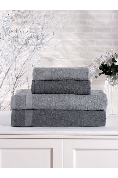 Elvira Home Collection Eh Cotton 4-Piece Bath Towel Set Turkish Bath Set Set Daily Dowry Bath Towel (70X140 50X80)