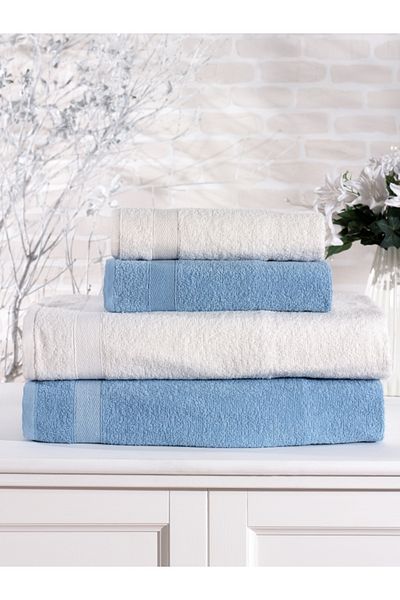 Elvira Home Collection Eh Βαμβακερό σετ πετσετών μπάνιου 4 τεμαχίων Σετ μπάνιου Σετ καθημερινής προίκας Πετσέτες μπάνιου (70x140 50x80)