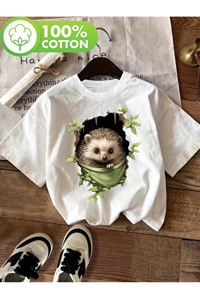 İSMTEXS تي شيرت من القطن الممشط مطبوع عليه رسومات أرنب لطيف بأكمام قصيرة للجن...