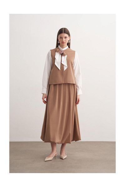FUSHYA Rose Detailed Balloon Skirt Double Set