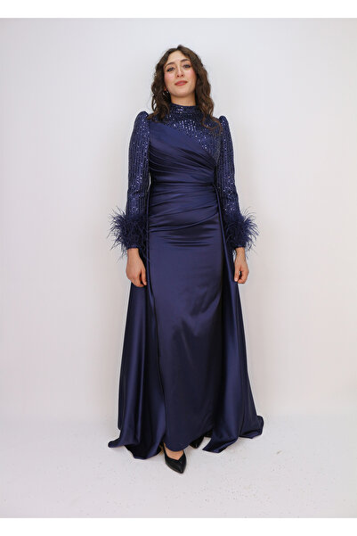 suenna 243 KOL UCU TÜYLÜ KOL VE GÖĞÜS TAŞ DETAY BEL BÜZGÜLÜ ARKASI PELERİNLİ ...