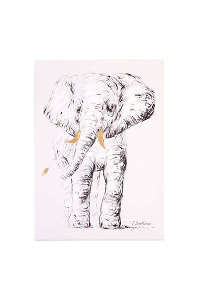 CHILDHOME Pictura in ulei 30 x 40 cm, Elefant cu detalii aurii