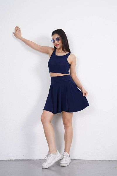 DESTEMIRA Sandy Fabric Sports Shorts Skirt Crop Set
