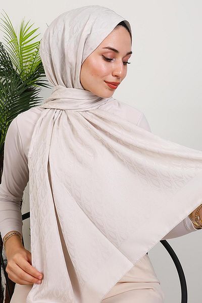 GİYZAMİLA Alvina Oval Pattern Shawl Stone