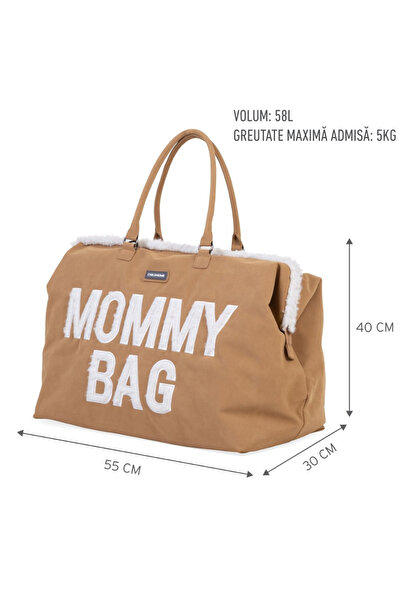CHILDHOME Geanta de infasat Mommy Bag, aspect piele intoarsa Bej