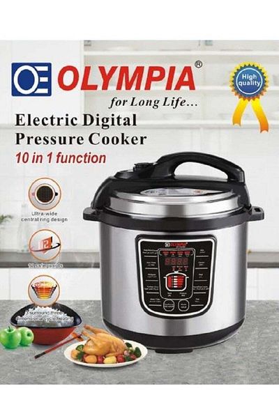 Olympia 10 In 1 Electric Digital Pressure Cooker 6 L Capacity 1000W