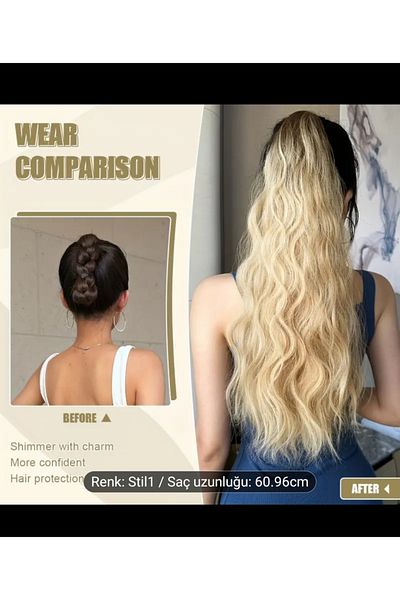 Handmade Wig Special Day Hair Fiber Horsetail Snap on Topknot Hair Heat Resistant Can Not Be Dyed Only