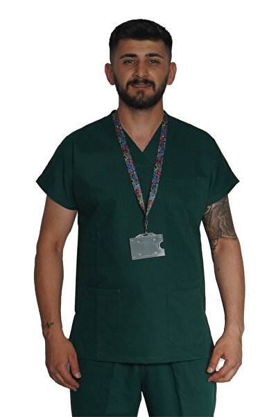 Marka LİKRALI UNİSEX HEMŞİRE VE DOKTOR TEK ÜST ÜNİFORMA ZÜMRÜT YEŞİLİ