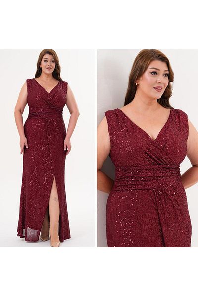 CİXAPLE Sleeveless Skirt Double Breasted Sequin Evening Dress