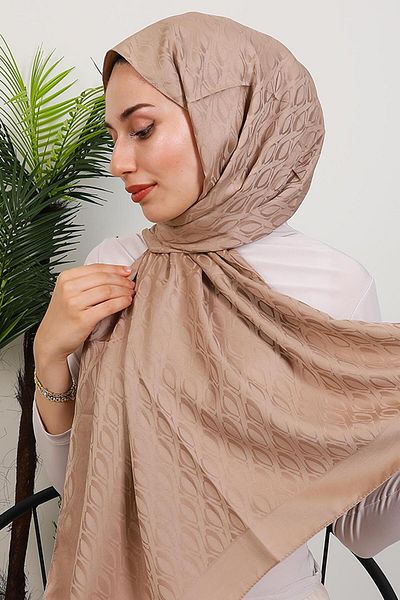GİYZAMİLA Alvina Oval Pattern Shawl Mink