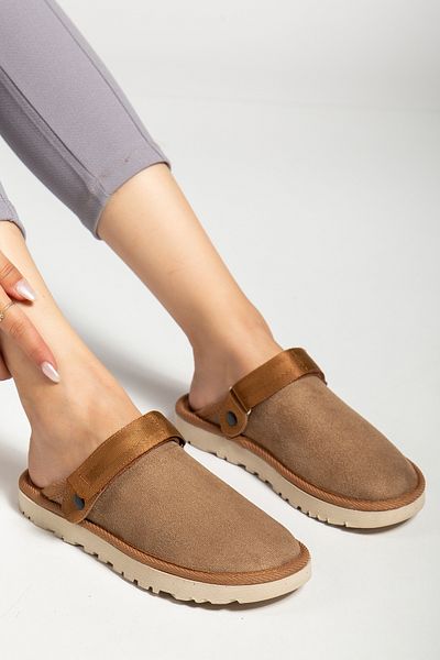 meyra'nın ayakkabıları Women's Mink Suede Velcro Adjustable Slippers - Sandals