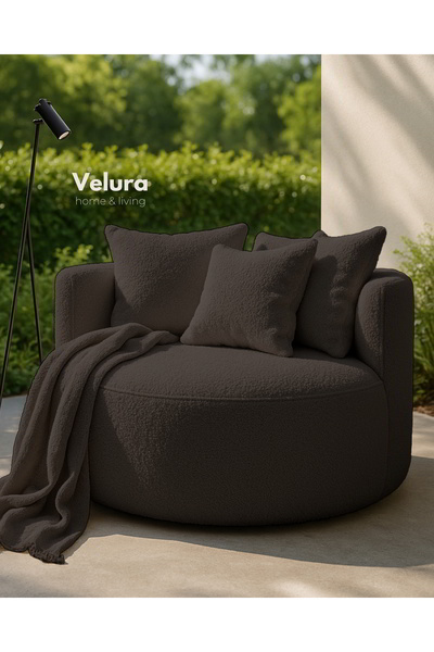 Velura Home & Living Miz Berjer & Puf & Armut & Tekli Koltuk & Dinlenme Koltuğu - Koyu Kahve