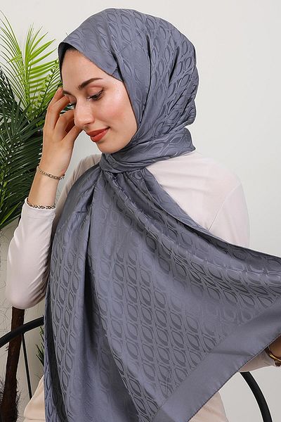 GİYZAMİLA Alvina Oval Pattern Shawl Dark Gray