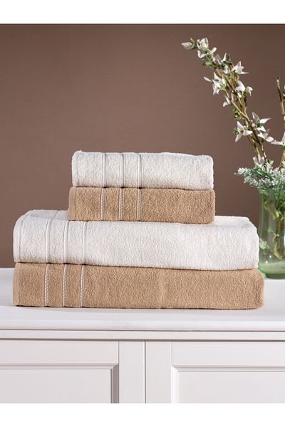 Elvira Home Collection Eh Комплект от 4 памучни кърпи за баня, комплект за баня, ежедневна кърпа за баня Dowry