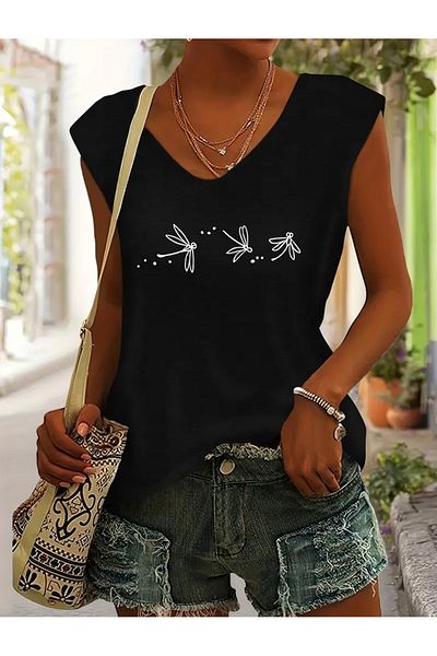 FUFLUNS Yusufçuk Printed Women's Oversize Sleeveless T-Shirt