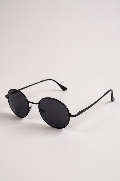 Eyesofia Milenya Black Ellipse Metal Unisex Sunglasses