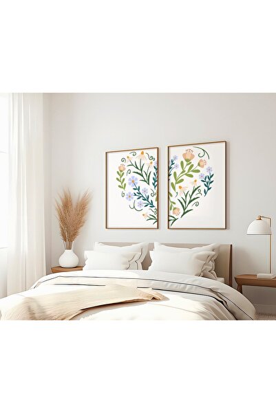 Dekorsiahome 2 Parça Ahşap Çerçeveli Oturma Odası Salon Mutfak Tablo Seti SET...