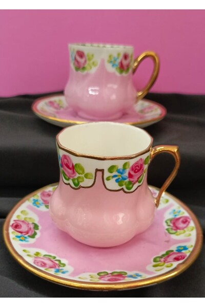 BY.RAYKA PORSELEN El Dekor Palace Porcelain Hand Painted Set of 2 Coffee Cup (No Return)