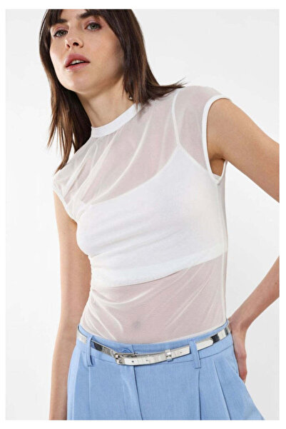 Imperial Delicate White Tulle Blouse