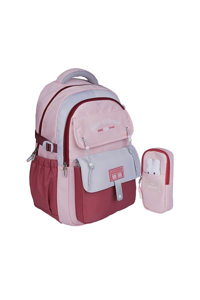 Relaxion New Season, Pink-Red Imported Premium School Backpack with Pen Holder (1515)