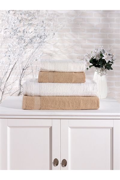 Elvira Home Collection Eh Комплект от 4 памучни кърпи за баня, комплект за баня Daily Dowry (70x140 50x80)