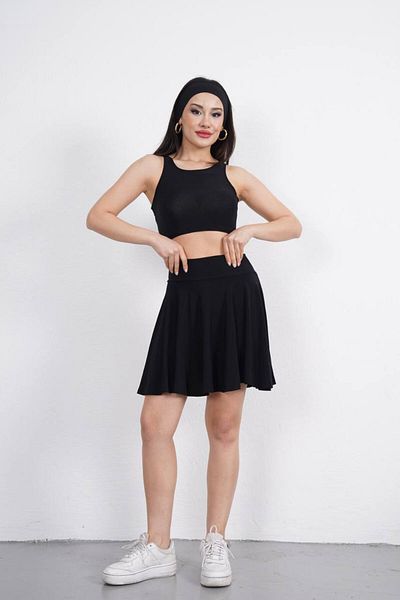 DESTEMIRA Sandy Fabric Sports Shorts Skirt Crop Set