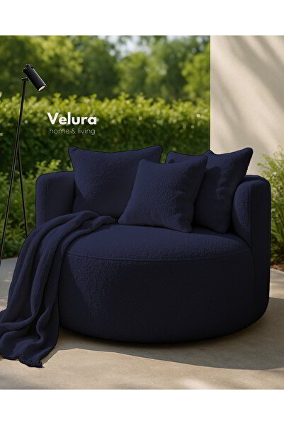 Velura Home & Living Miz Berjer & Puf & Armut & Tekli Koltuk & Dinlenme Koltuğu - Lacivert