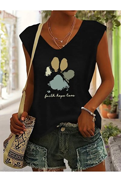 FUFLUNS تي شيرت نسائي بدون أكمام مطبوع عليه مسرح