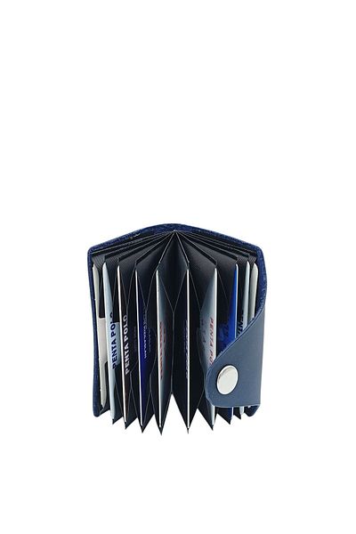 CRONDER Genuine Leather Handmade Men's Card Holder Wallet - Accordion Design - Stylish and Compact - Black