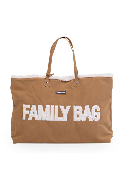 CHILDHOME Geanta Family Bag, aspect piele intoarsa Bej