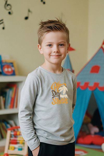FYK KİDS Zero Collar Rio De Jenerio Printed Boy's Sweatshirt