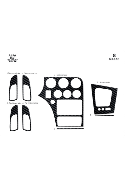 Marscockpitdesign ألфа 159 كونسول-توربيدو 2005 9 قطع