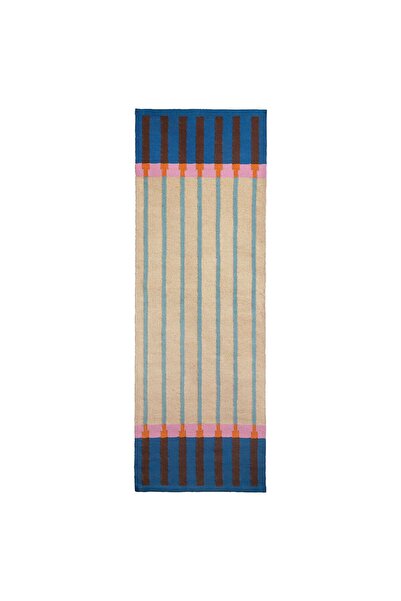 IKEA yolluk, bej-mavi, 70x200 cm, düz dokuma