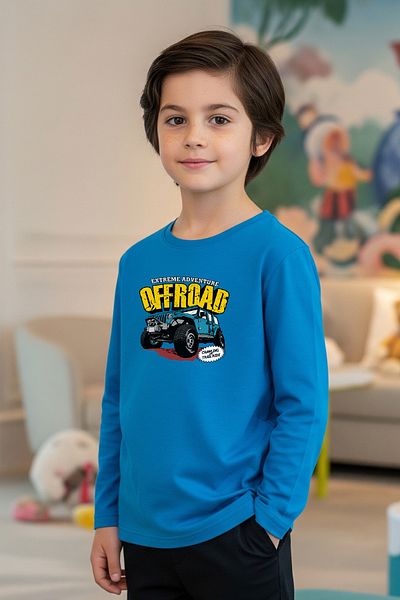 FYK KİDS Zero Collar Off Road Printed Boy's Sweatshirt