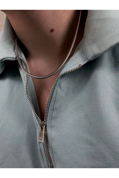Arvens Men's Silver Stainless Steel Oval Necklace Does Not Lose Color Does Not Fade Unisex Does Not Fade Can Be Combined