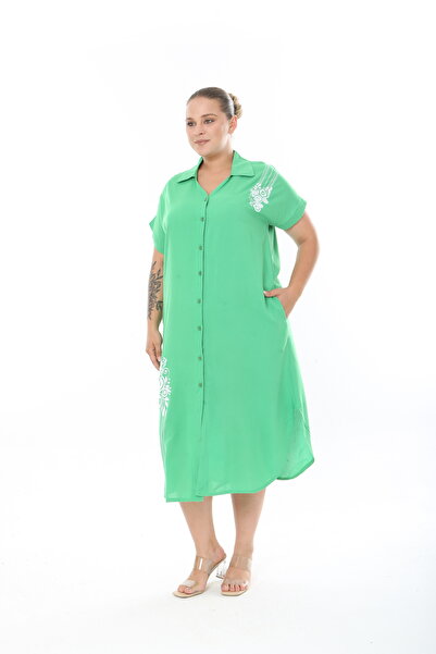 XL Modam Women's Woven Viscos Printed Short Sleeve Plus Size Dress