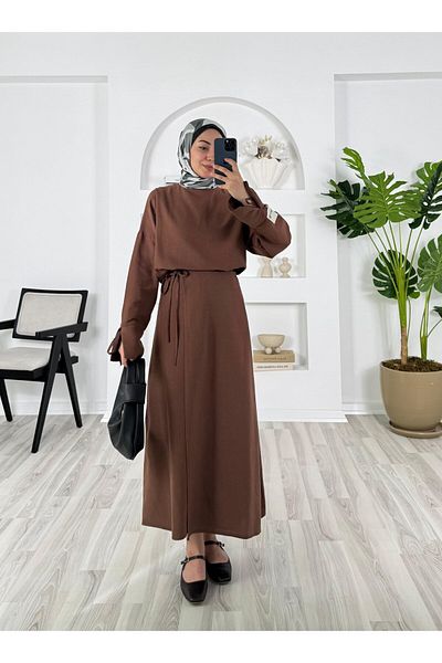 EFSUN MODA ЛЕНЕНА ПОЛА С ВЪЖЕНИ РЪКАВИ И ЕТИКЕТ С ДЕТАЙЛИ