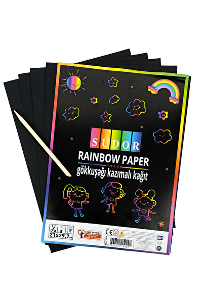 Südor RAİNBOW SİHİRLİ GÖKKUŞAĞI KAZIMALI SİYAH KAĞIT 10'LU A4 KAĞIT - 1 ADET ...
