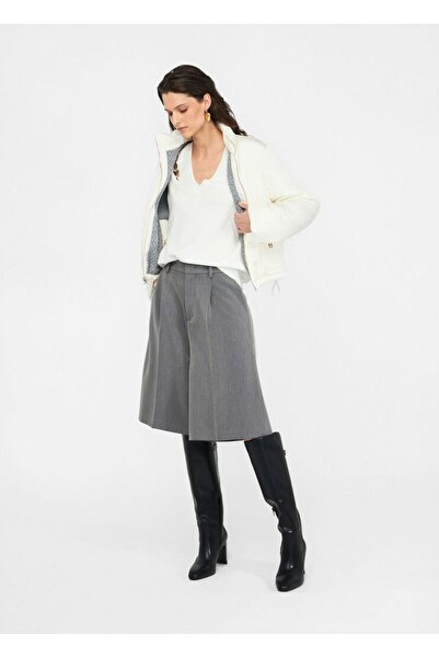 Liu Jo Women's Regular Fit Stand Collar Zip-Up Long Sleeve Double-Sided Beige Jacket Tf5015Ma93F-C3740