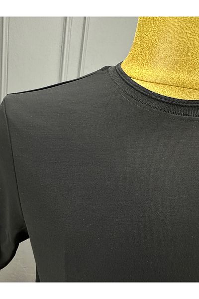 ALTINYILDIZ CLASSICS 360 Degree Flexible Crew Neck Rayon Fabric Black Tshirt