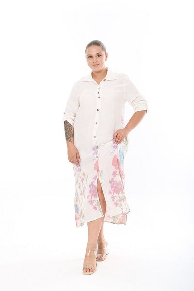 XL Modam ROCHIE DE MĂRIME MARE IMPRIMATĂ VISCOSĂ ȚESĂTĂ DE FEMEI
