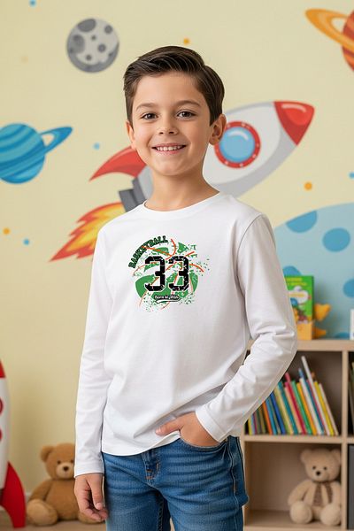 FYK KİDS Zero Collar Basketball Printed Boy's Sweatshirt